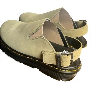 ZEBZAG SUEDE CASUAL SLINGBACK PLATFORM MULES SIZE 8 OLIVE